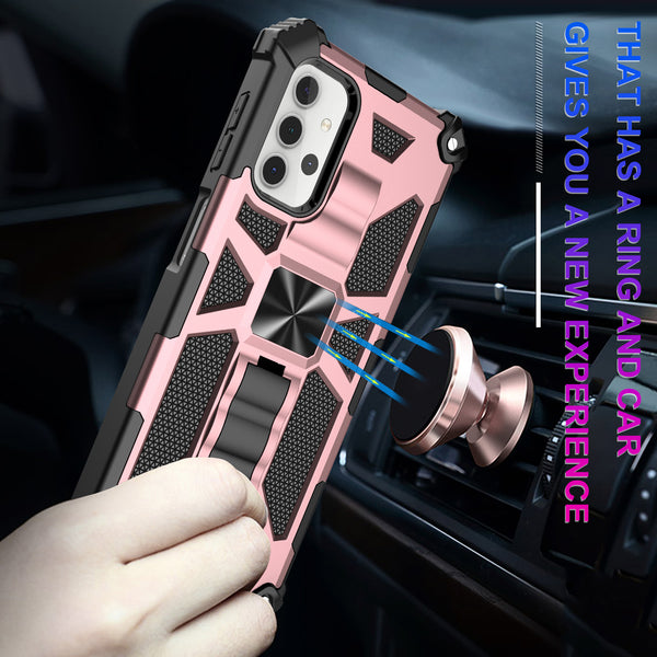 ring car mount kickstand hyhrid phone case for samsung galaxy a32 5g - rose gold - www.coverlabusa.com