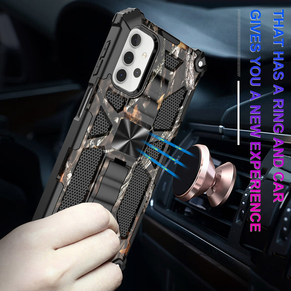 ring car mount kickstand hyhrid phone case for samsung galaxy a32 5g - black tree - www.coverlabusa.com