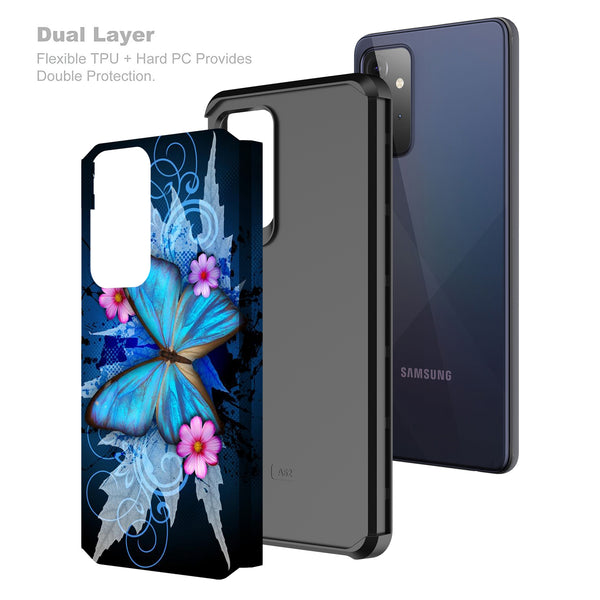 samsung galaxy a32 5g hybrid case - blue butterfly - www.coverlabusa.com