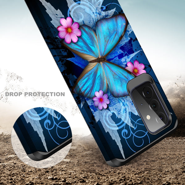 samsung galaxy a32 5g hybrid case - blue butterfly - www.coverlabusa.com