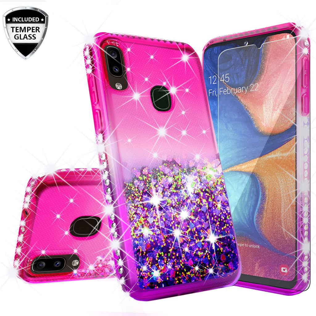 glitter phone case for samsung galaxy a20 - hot pink/purple gradient - www.coverlabusa.com