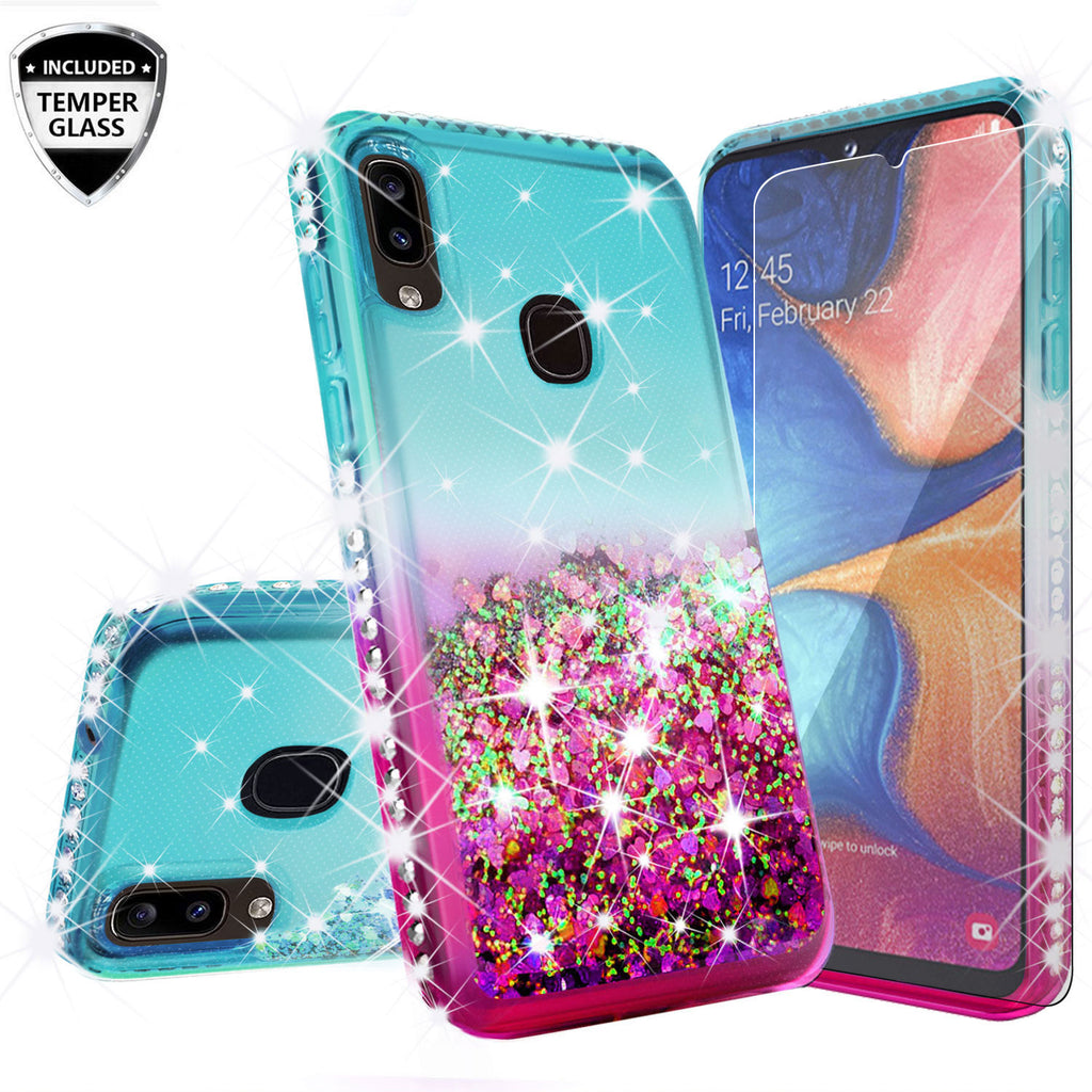 glitter phone case for samsung galaxy a20 - teal/pink gradient - www.coverlabusa.com