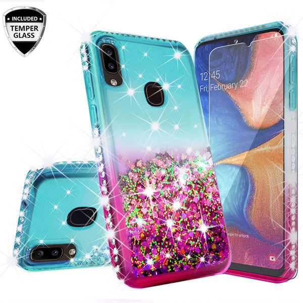 glitter phone case for samsung galaxy a20 - teal/pink gradient - www.coverlabusa.com