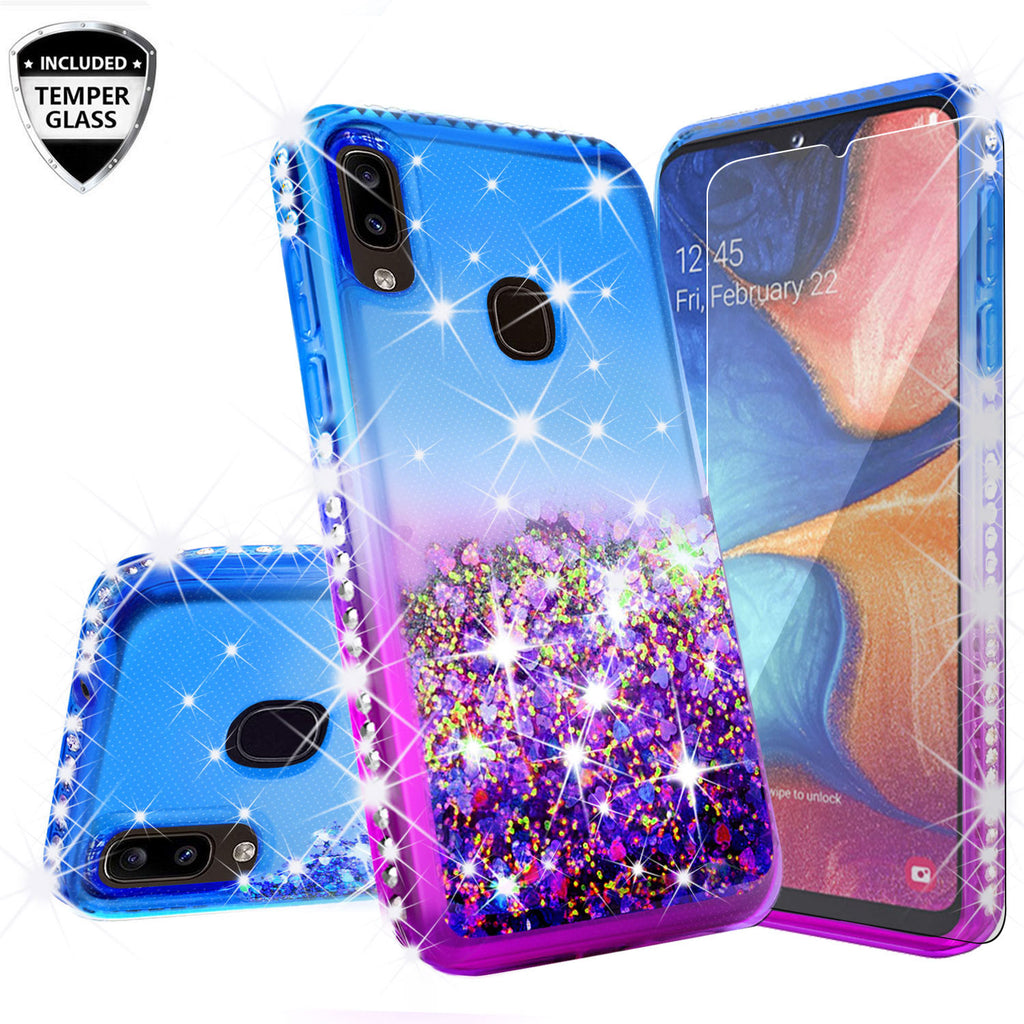 glitter phone case for samsung galaxy a20 - blue/purple gradient - www.coverlabusa.com
