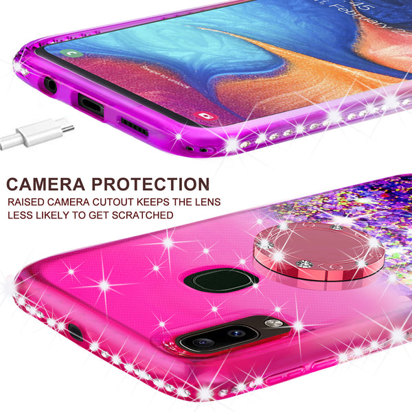 glitter phone case for samsung galaxy a20 - hot pink/purple gradient - www.coverlabusa.com