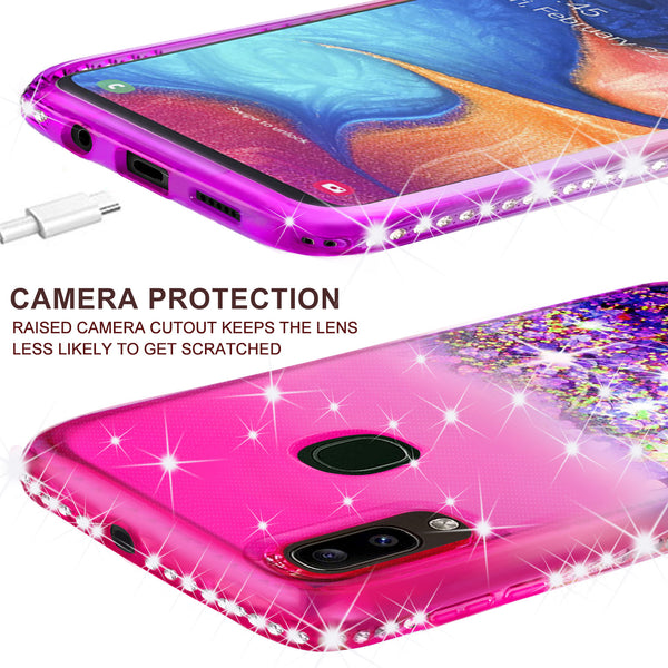 glitter phone case for samsung galaxy a20 - hot pink/purple gradient - www.coverlabusa.com