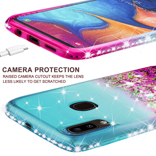 glitter phone case for samsung galaxy a20 - teal/pink gradient - www.coverlabusa.com
