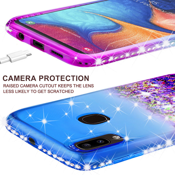 glitter phone case for samsung galaxy a20 - blue/purple gradient - www.coverlabusa.com