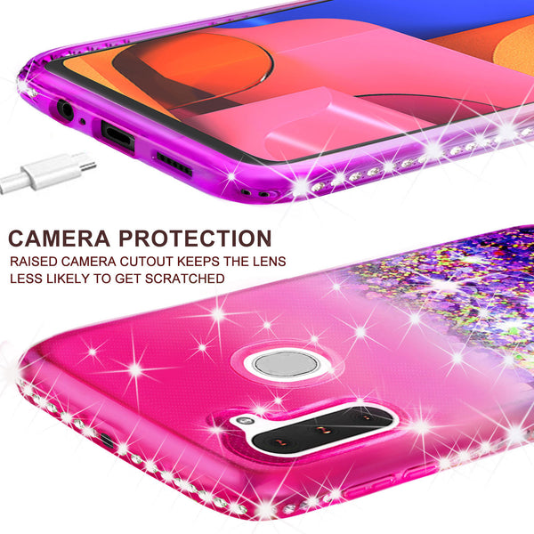 glitter phone case for samsung galaxy a21 - hot pink/purple gradient - www.coverlabusa.com