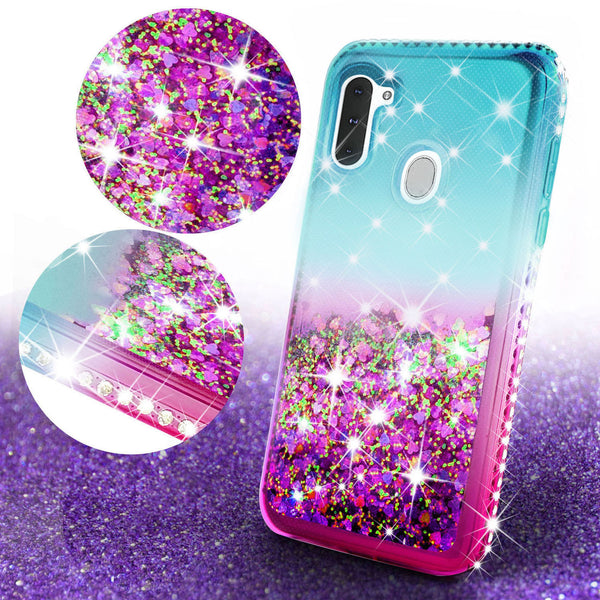 glitter phone case for samsung galaxy a21 - teal/pink gradient - www.coverlabusa.com