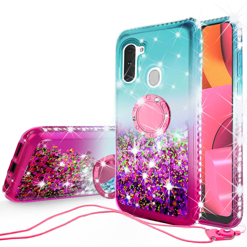 glitter phone case for samsung galaxy a21 - teal/pink gradient - www.coverlabusa.com