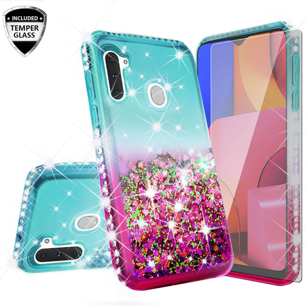 glitter phone case for samsung galaxy a21 - teal/pink gradient - www.coverlabusa.com