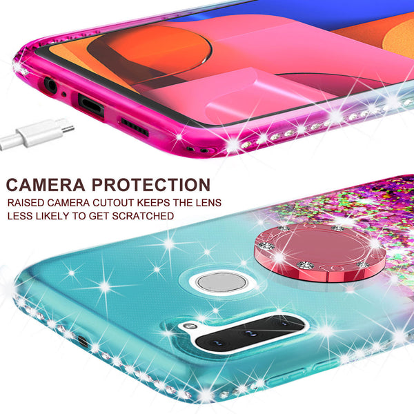 glitter phone case for samsung galaxy a21 - teal/pink gradient - www.coverlabusa.com
