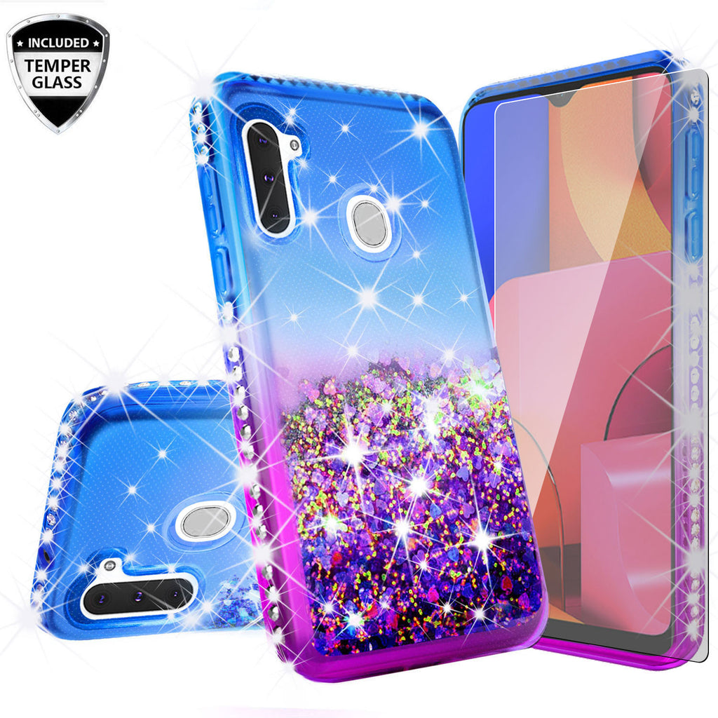 glitter phone case for samsung galaxy a21 - blue/purple gradient - www.coverlabusa.com
