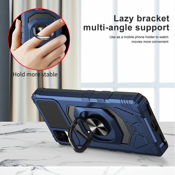 ring car mount kickstand hyhrid phone case for tcl 30z/30 le - blue - www.coverlabusa.com