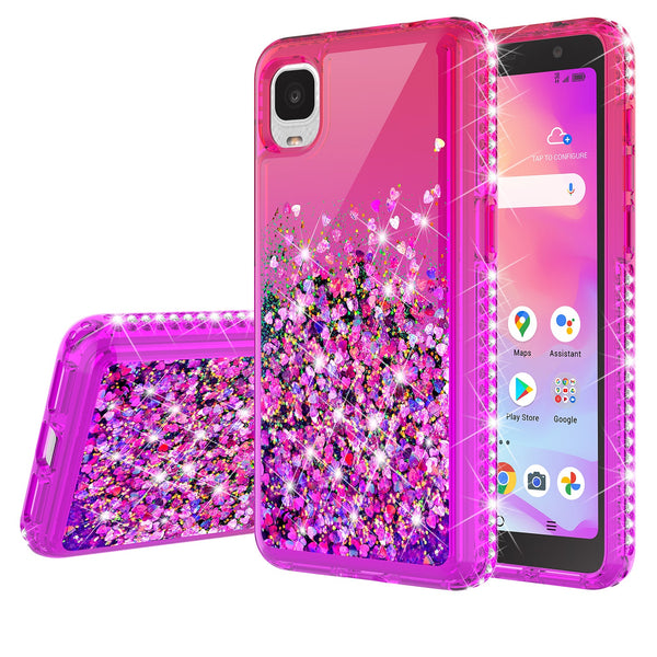 glitter phone case for tcl a3 - hot pink/purple gradient - www.coverlabusa.com