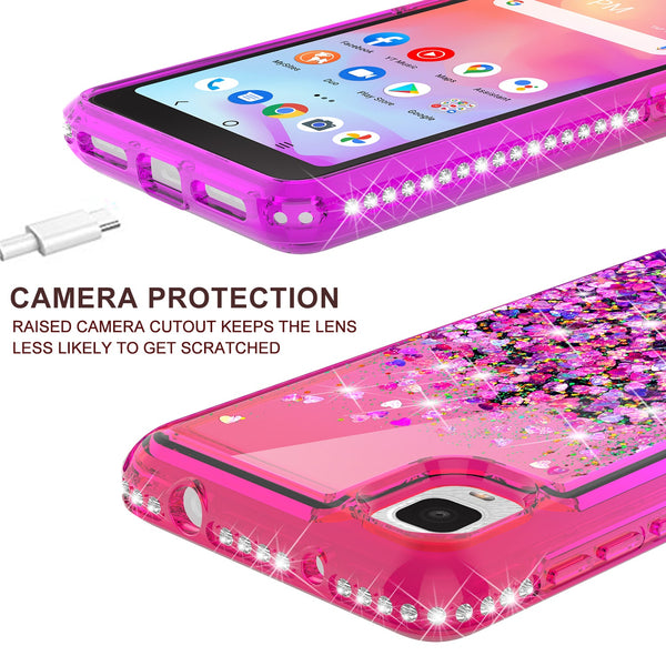 glitter phone case for tcl a3 - hot pink/purple gradient - www.coverlabusa.com
