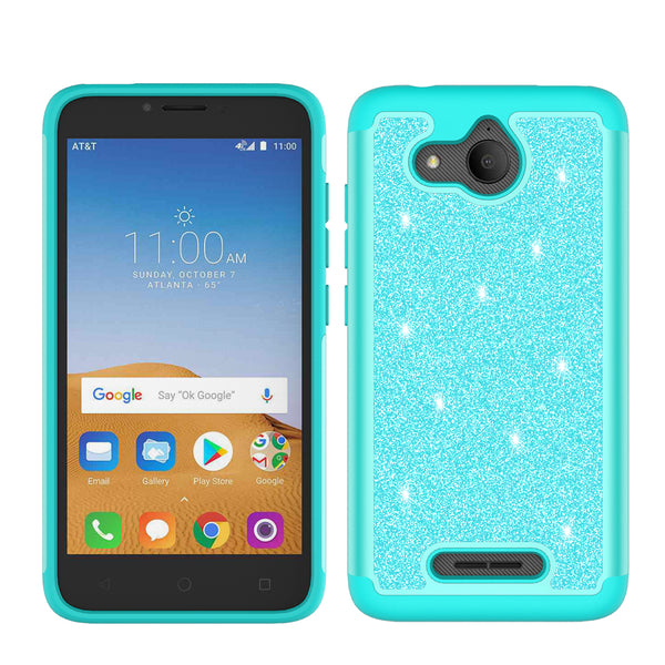 Alcatel Tetra Glitter Hybrid Case - Teal - www.coverlabusa.com