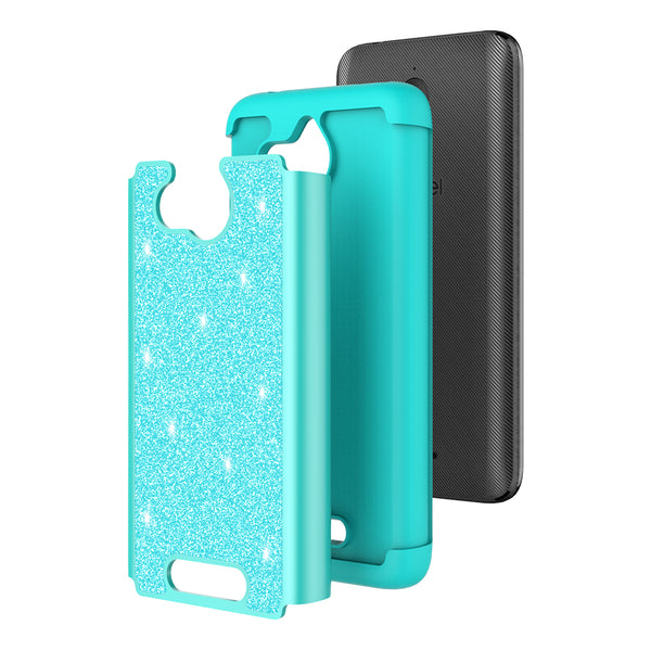 Alcatel Tetra Glitter Hybrid Case - Teal - www.coverlabusa.com