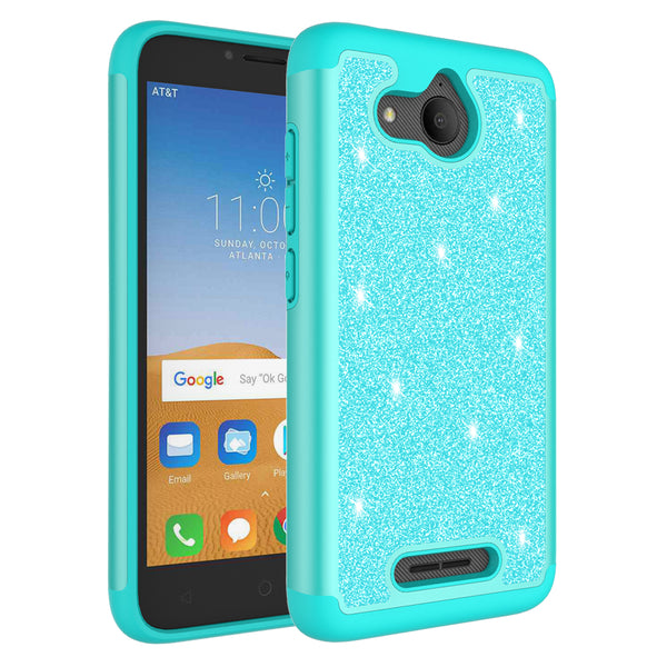 Alcatel Tetra Glitter Hybrid Case - Teal - www.coverlabusa.com