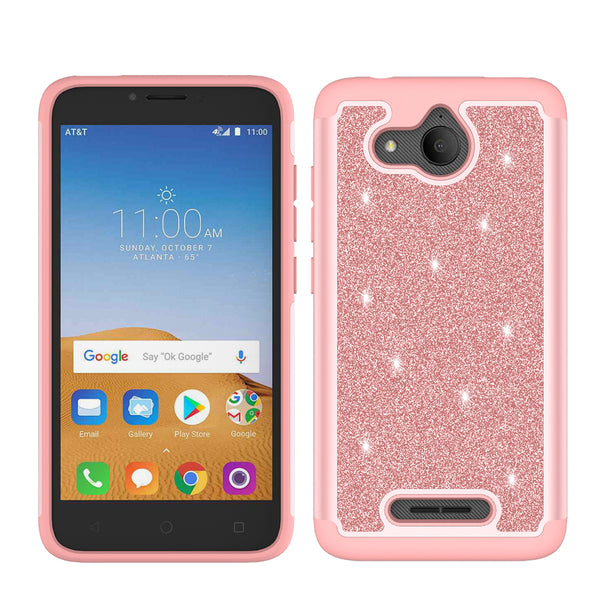 Alcatel Tetra Glitter Hybrid Case - Rose Gold - www.coverlabusa.com