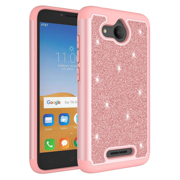 Alcatel Tetra Glitter Hybrid Case - Rose Gold - www.coverlabusa.com