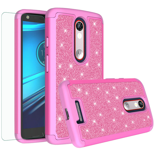 Motorola Droid Turbo 2 Glitter Hybrid Case - Hot Pink - www.coverlabusa.com