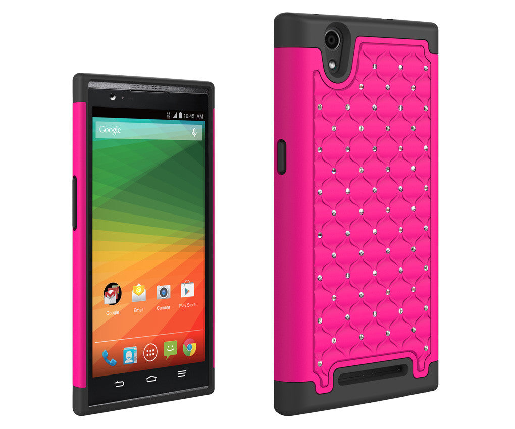 ZTE ZMAX Rhinestone Case - hot pink/black - www.coverlabusa.com