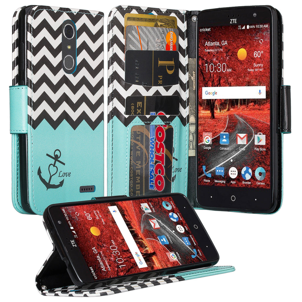 zte grand x4 teal anchor wallet case - www.coverlabusa.com