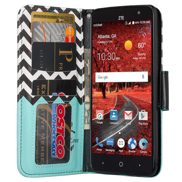 zte grand x4 teal anchor wallet case - www.coverlabusa.com