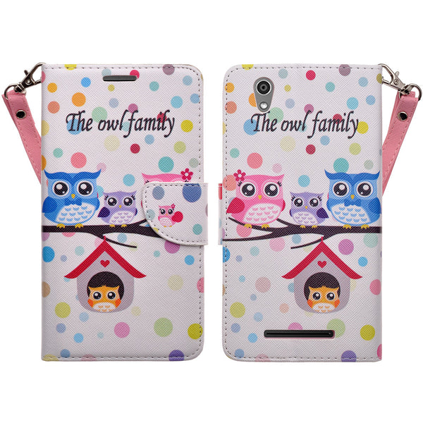 ZTE ZMAX leather wallet case - the owl family - www.coverlabusa.com