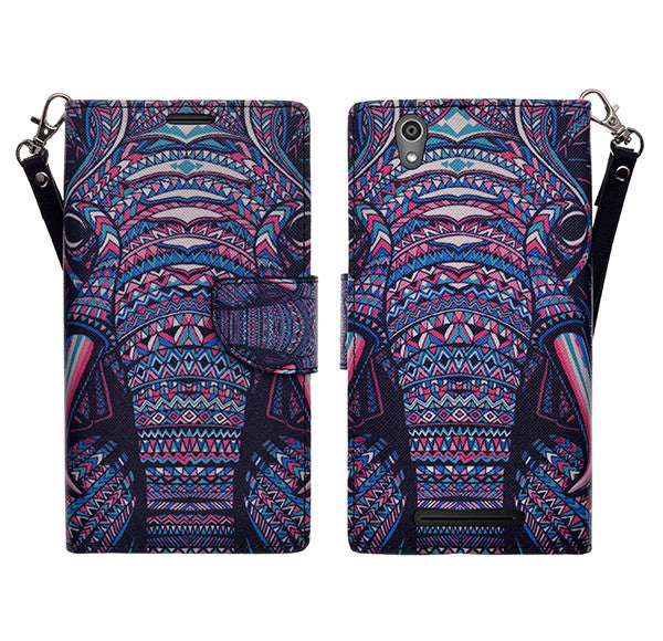 ZTE ZMAX leather wallet case - tribal elephant - www.coverlabusa.com