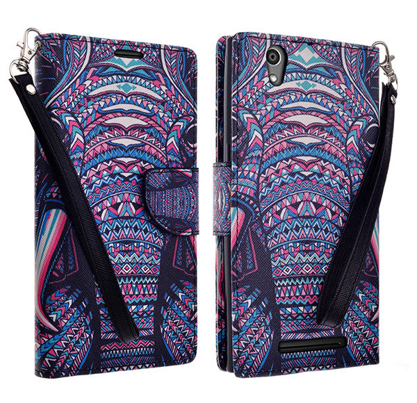 ZTE ZMAX leather wallet case - tribal elephant - www.coverlabusa.com