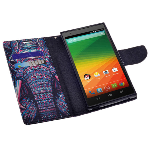 ZTE ZMAX leather wallet case - tribal elephant - www.coverlabusa.com