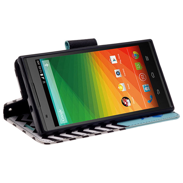 ZTE ZMAX leather wallet case - teal owl family - www.coverlabusa.com