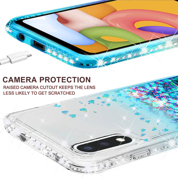 clear liquid phone case for samsung galaxy a01 - teal - www.coverlabusa.com