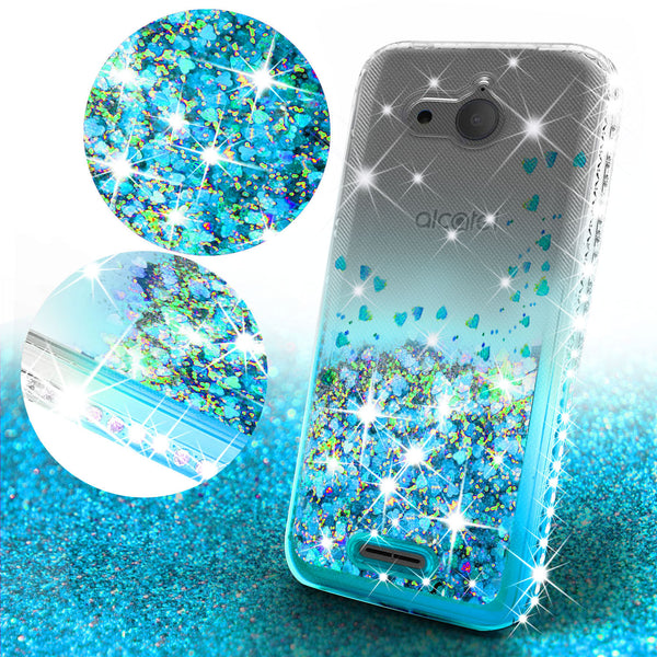 clear liquid phone case for alcatel tetra - teal - www.coverlabusa.com