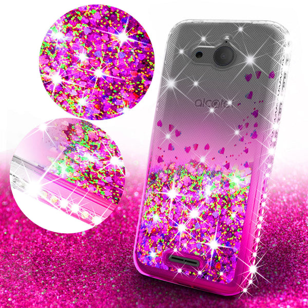 clear liquid phone case for alcatel tetra - hot pink - www.coverlabusa.com