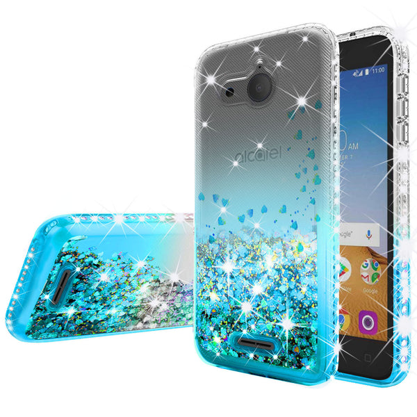 clear liquid phone case for alcatel tetra - teal - www.coverlabusa.com