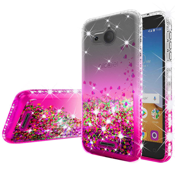 clear liquid phone case for alcatel tetra - hot pink - www.coverlabusa.com