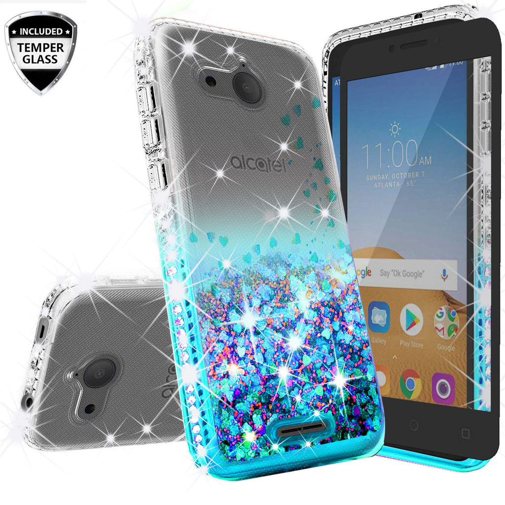 clear liquid phone case for alcatel tetra - teal - www.coverlabusa.com