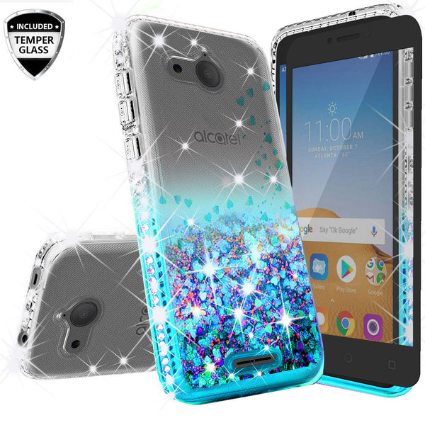 clear liquid phone case for alcatel tetra - teal - www.coverlabusa.com