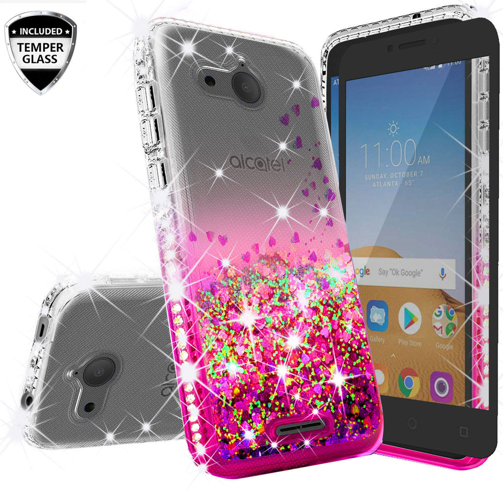 clear liquid phone case for alcatel tetra - hot pink - www.coverlabusa.com