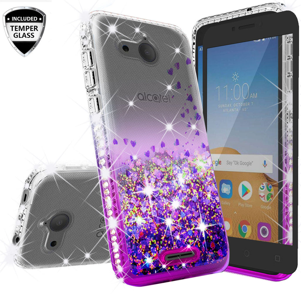clear liquid phone case for alcatel tetra - purple - www.coverlabusa.com