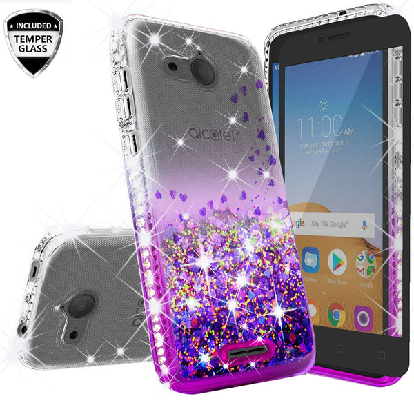 clear liquid phone case for alcatel tetra - purple - www.coverlabusa.com