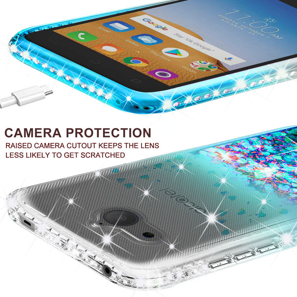 clear liquid phone case for alcatel tetra - teal - www.coverlabusa.com