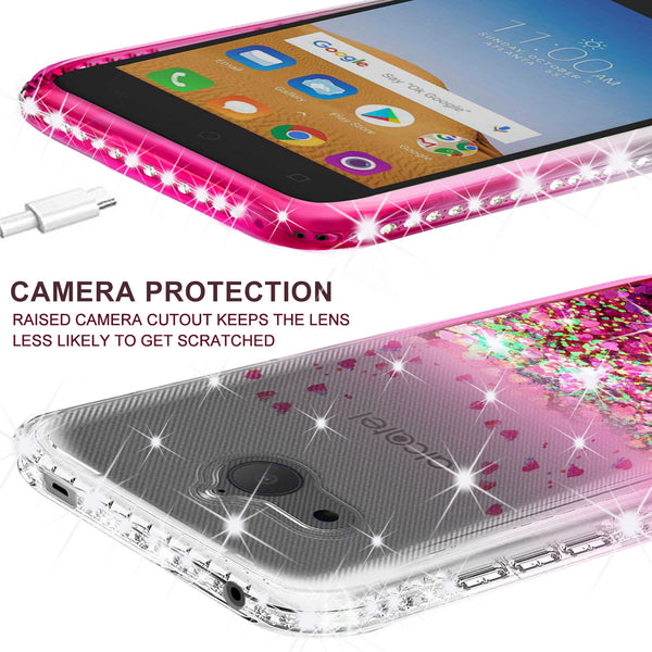 clear liquid phone case for alcatel tetra - hot pink - www.coverlabusa.com