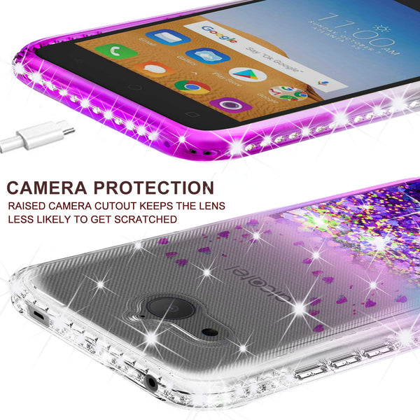 clear liquid phone case for alcatel tetra - purple - www.coverlabusa.com