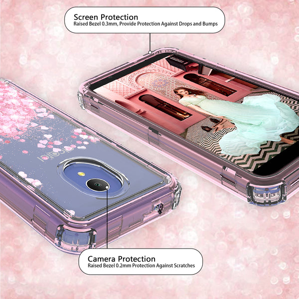 hard clear glitter phone case for alcatel 1x evolve - pink - www.coverlabusa.com