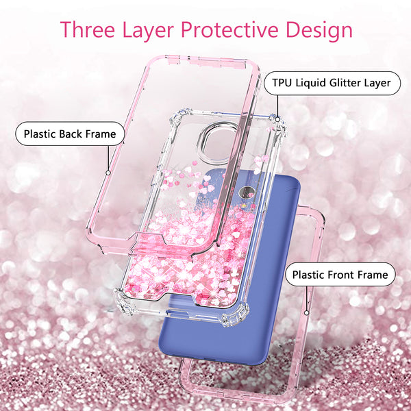 hard clear glitter phone case for alcatel 1x evolve - pink - www.coverlabusa.com